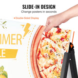 VEVOR A Frame Sidewalk Sign, 61x91cm Heavy Duty Slide-in Signboard Holder, Double-Sided Folding Sandwich Board Signs, Steel Pavement Sign Poster for Outdoor Business Street Advertising (Frame only)