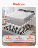 Box Spring, Queen Size Bed Frame with Washable Fabric Cloth, Heavy Duty Metal Frame for Queen Bed, 102 mm Mattress Foundation, 1587.57 kg Max Weight Capacity, Easy Assembly, 2010 x 1510 x 102 mm