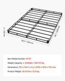 Box Spring, Queen Size Bed Frame with Washable Fabric Cloth, Heavy Duty Metal Frame for Queen Bed, 102 mm Mattress Foundation, 1587.57 kg Max Weight Capacity, Easy Assembly, 2010 x 1510 x 102 mm