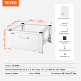 VEVOR Laundry Pedestal 686mmmW x 366mmH, Washer And Dryer Base Stand Platform Universal Fit 299kg Capacity, Heavy Duty Multi-Functional Base for Washing Machine with Drawer & Rich Accessories