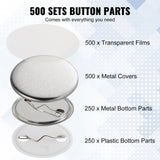 VEVOR 1.25" 32mm Button Badge Parts Supplies for Button Maker Machine 500 Sets