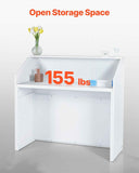 Reception Desk, 1180 x 500 x 1115 mm Rectangular Front Counter Table, Office Reception Desk, Retail Counter and Front Reception Counter, for Checkout, Lobby, Beauty Salon and Office, White