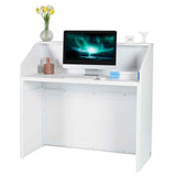 Reception Desk, 1180 x 500 x 1115 mm Rectangular Front Counter Table, Office Reception Desk, Retail Counter and Front Reception Counter, for Checkout, Lobby, Beauty Salon and Office, White