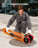 VEVOR Magnetic Lid Lifter Dolly, 600 kg Pulling Capacity, Steel Dolly with Heavy Duty Magnet Lift and 2 Wheels, Adjustable Handle, N42 Neodymium, Foldable and Portable, for Lifting Manhole Covers