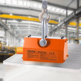 VEVOR Magnetic Lid Lifter Dolly, 600 kg Pulling Capacity, Steel Dolly with Heavy Duty Magnet Lift and 2 Wheels, Adjustable Handle, N42 Neodymium, Foldable and Portable, for Lifting Manhole Covers