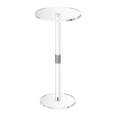 Acrylic Drink Table, Clear End Table Round Top with Solid Post, Modern Acrylic Cake Table Stand, Transparent Side Desk for Coffee, Drink, Food, Snack, Easy Assembly, 25.4 x 25.4 x 54 cm (Clear)