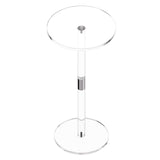 Acrylic Drink Table, Clear End Table Round Top with Solid Post, Modern Acrylic Cake Table Stand, Transparent Side Desk for Coffee, Drink, Food, Snack, Easy Assembly, 25.4 x 25.4 x 54 cm (Clear)