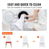 Stretch Spandex Folding Chair Covers, Universal Fitted Chair Cover, Removable Washable Protective Slipcovers, for Wedding, Holiday, Banquet, Party, Celebration, Dining (12PCS White)