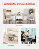 Round Dining Table, 47 inch Wood Table for 4-6 Person, Modern Circle Dinner Furniture, Leisure Tables with Storage Shelf and Metal Legs, for Home Kitchen Living Room, Grey (Only Table)