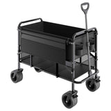 Double Decker Wagon Collapsible, 400L Heavy Duty Folding Wagon Cart, Extended Long Garden Cart with All-Terrain Wheels, Support Up to 450lbs, Outdoor Utility Wagon for Camping, Sports, Shopping