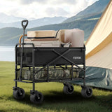Double Decker Wagon Collapsible, 400L Heavy Duty Folding Wagon Cart, Extended Long Garden Cart with All-Terrain Wheels, Support Up to 450lbs, Outdoor Utility Wagon for Camping, Sports, Shopping