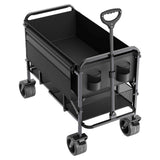 Double Decker Wagon Collapsible, 400L Heavy Duty Folding Wagon Cart, Extended Long Garden Cart with All-Terrain Wheels, Support Up to 450lbs, Outdoor Utility Wagon for Camping, Sports, Shopping