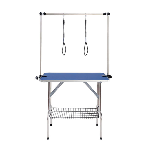 VEVOR Pet Grooming Table Two Arms with Clamp, 915 x 610mm Dog Grooming Station, Foldable Pets Grooming Stand for Medium and Small Dogs, Free Two No Sit Haunch Holder with Grooming Loop, Bearing 150kg