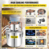 VEVOR 50L Water Alcohol Distiller Copper Moonshinestill Brewing w/ Water Pump