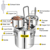 VEVOR Moonshine Still Water Alcohol Distiller 50L w/Thumper Keg & Water Pump