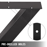 Set of 2 Steel Table Legs, 72cm Height 79cm Wide Dining Table Legs, Heavy Duty 7.9cm Square Box Section X Frame Table Legs,72x79x7.9 cm Black Color Industrial Country Style Metal Dining Leg