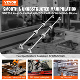 VEVOR Linear Guide Rail Set, SFC20 1200mm, 2 PCS 47.2 in/1200 mm SFC20 Guide Rails 4 PCS SC20 Slide Blocks 4 PCS Rail Supports, Linear Rails and Bearings Kit for Automated Machines CNC DIY Project