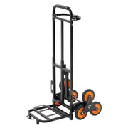 Stair Climbing Cart, 100 kg Stair-Climbing Capacity, Heavy-Duty Folding Trolley Cart with Telescoping Handle, 6 Wheels and 2 Bungee Cords, Stair Climber Dolly for Home, Groceries, Warehouse