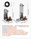 Stair Climbing Cart, 100 kg Stair-Climbing Capacity, Heavy-Duty Folding Trolley Cart with Telescoping Handle, 6 Wheels and 2 Bungee Cords, Stair Climber Dolly for Home, Groceries, Warehouse