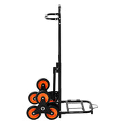 Stair Climbing Cart, 100 kg Stair-Climbing Capacity, Heavy-Duty Folding Trolley Cart with Telescoping Handle, 6 Wheels and 2 Bungee Cords, Stair Climber Dolly for Home, Groceries, Warehouse