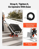 Stair Climbing Cart, 150 kg Stair-Climb Capacity, Aluminum Alloy Folding Trolley Cart with Telescoping Handle, 6 Wheels and 2 Bungee Cords, Stair Climber Dolly for Home, Groceries, Warehouse