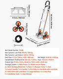 Stair Climbing Cart, 150 kg Stair-Climb Capacity, Aluminum Alloy Folding Trolley Cart with Telescoping Handle, 6 Wheels and 2 Bungee Cords, Stair Climber Dolly for Home, Groceries, Warehouse
