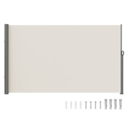 VEVOR Retractable Side Awning,160X300cm Aluminum Outdoor Privacy Screen, 280g Polyester Water-proof Retractable Patio Screen, UV 30+ Room Divider Wind Screen for Patio, Backyard, Balcony, Beige
