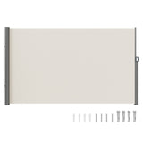 VEVOR Retractable Side Awning,160X300cm Aluminum Outdoor Privacy Screen, 280g Polyester Water-proof Retractable Patio Screen, UV 30+ Room Divider Wind Screen for Patio, Backyard, Balcony, Beige