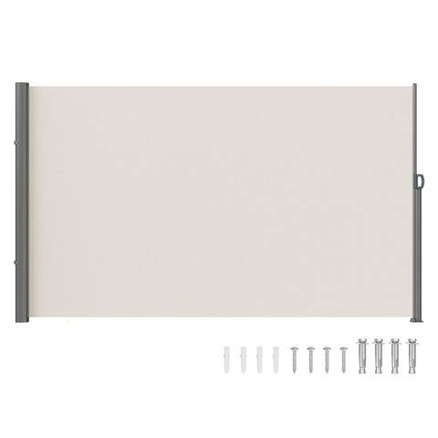VEVOR Retractable Side Awning,160X300cm Aluminum Outdoor Privacy Screen, 280g Polyester Water-proof Retractable Patio Screen, UV 30+ Room Divider Wind Screen for Patio, Backyard, Balcony, Beige