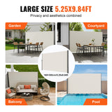 VEVOR Retractable Side Awning,160X300cm Aluminum Outdoor Privacy Screen, 280g Polyester Water-proof Retractable Patio Screen, UV 30+ Room Divider Wind Screen for Patio, Backyard, Balcony, Beige