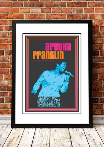 Aretha Franklin ‘Fillmore West’ San Francisco, USA Concert Poster 1971 - Framed A4