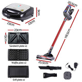 Devanti K7 Cordless Stick Vacuum Cleaner plus 3-in-1 Sandwich Maker In Australia - Darrahopens