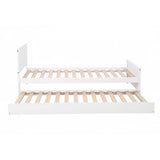 Artiss Single Bed Frame with Trundle Solid Wood Toddler Bunk Bed with Headboard White