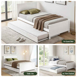 Artiss Single Bed Frame with Trundle Solid Wood Toddler Bunk Bed with Headboard White