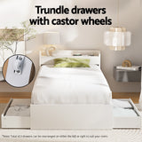 Artiss Bed Frame Single Size with Charging Ports and 2 Drawers AURA