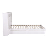 Artiss Queen Bed Frame with Storage Bookcase Headboard, USB & Type-C Ports & Drawers White