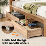 Artiss 2pcs Under Bed Storage with Wheels Rolling Wooden Drawers King Single & Queen