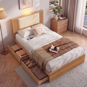 Artiss King Single Bed Frame with 2 Drawers, PU Leather Headboard & Charging Station