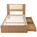Artiss King Single Bed Frame with 2 Drawers, PU Leather Headboard & Charging Station