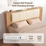 Artiss King Single Bed Frame with 2 Drawers, PU Leather Headboard & Charging Station