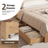 Artiss King Single Bed Frame with 2 Drawers, PU Leather Headboard & Charging Station