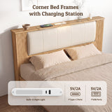Artiss Queen Bed Frame with 2 Drawers, PU Leather Headboard & Charging Station