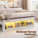 Artiss King Single Bed Frame with Storage Bookcase Headboard and Footboard, White