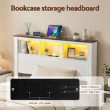 Artiss King Single Bed Frame with Storage Bookcase Headboard and Footboard, White