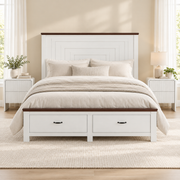Artiss Double Wooden Bed Frame and 2 Bedside Table Bedroom Furniture Set In Australia - Darrahopens