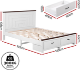 Artiss Double Wooden Bed Frame and 2 Bedside Table Bedroom Furniture Set In Australia - Darrahopens