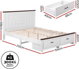 Artiss Queen Wooden Bed Frame and 2 Bedside Table Bedroom Furniture Set In Australia - Darrahopens
