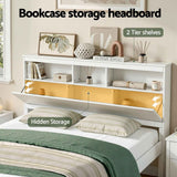 Artiss Queen Bed Frame with Storage Headboard and Footboard Wooden Bed Base White