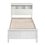 Artiss Single Bed Frame with Storage Headboard and Footboard Wooden Bed Base White