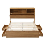 Artiss Double Bed Frame with Storage, 4 Drawers, USB and Night Light Natural